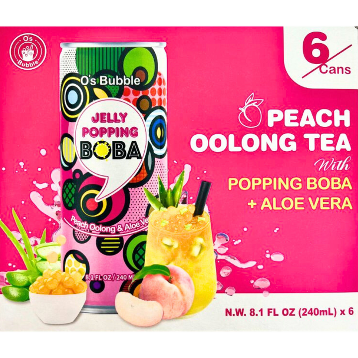 O'S BUBBLE Peach Oolong Tea Can 240ml x 6ea (BBD 10/11/2025)