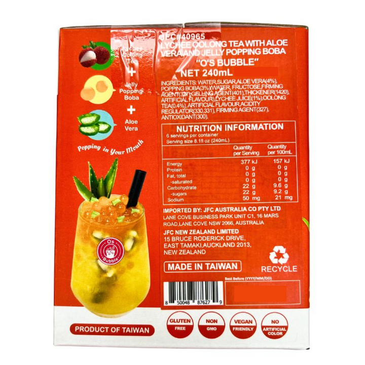 O'S BUBBLE Lychee Oolong Tea Can 240ml x 6ea (BBD 10/11/2025)