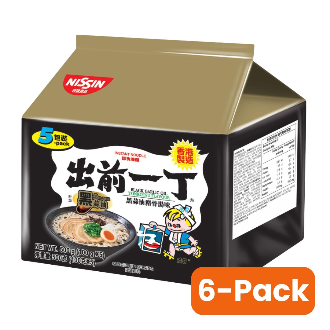 NISSIN Demae Ramen Black Garlic Oil Tonkotsu Flavour (100g x5) x 6-packs