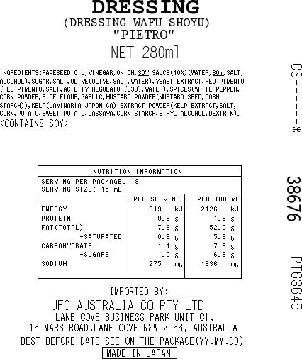 PIETRO Dressing Shoyu  280ml